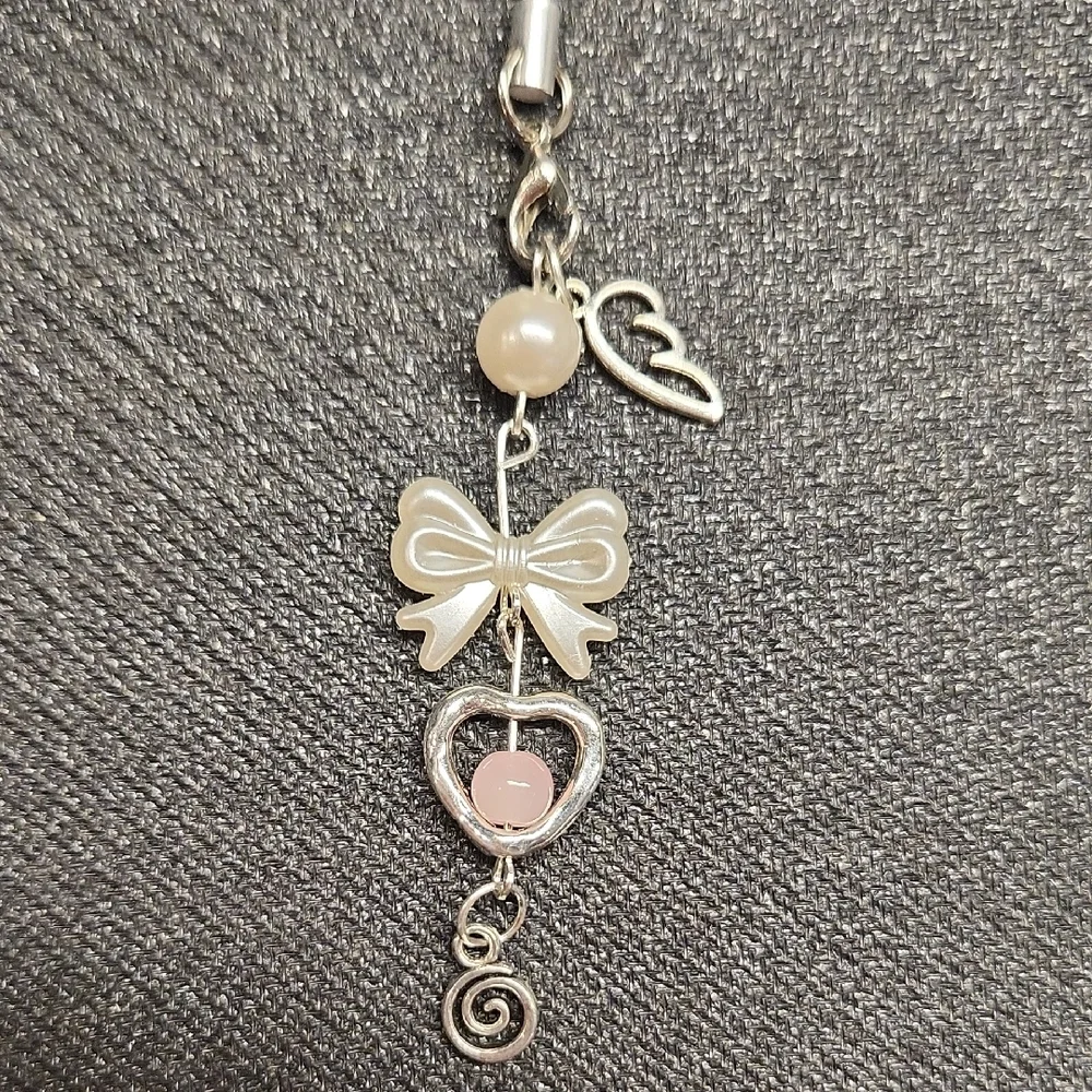 Purse Or Cell Phone Charm, Dainty, Silver Tone